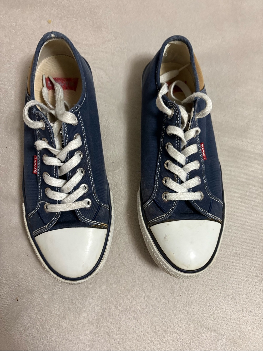 Levi's Womens Navy Canvas Low-Top Sneakers with White Accents